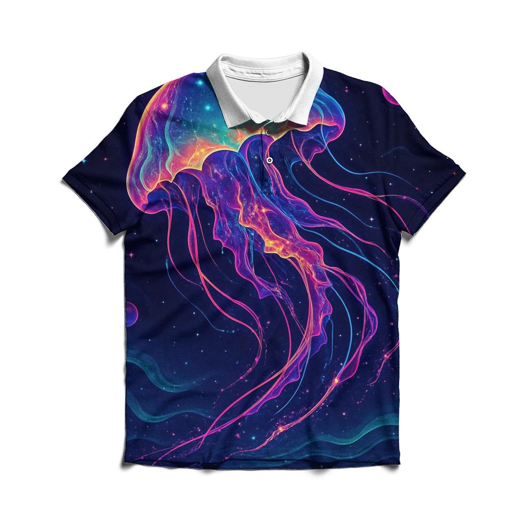 Neon Tide Of The Jelly Nebula designer slim fit polos