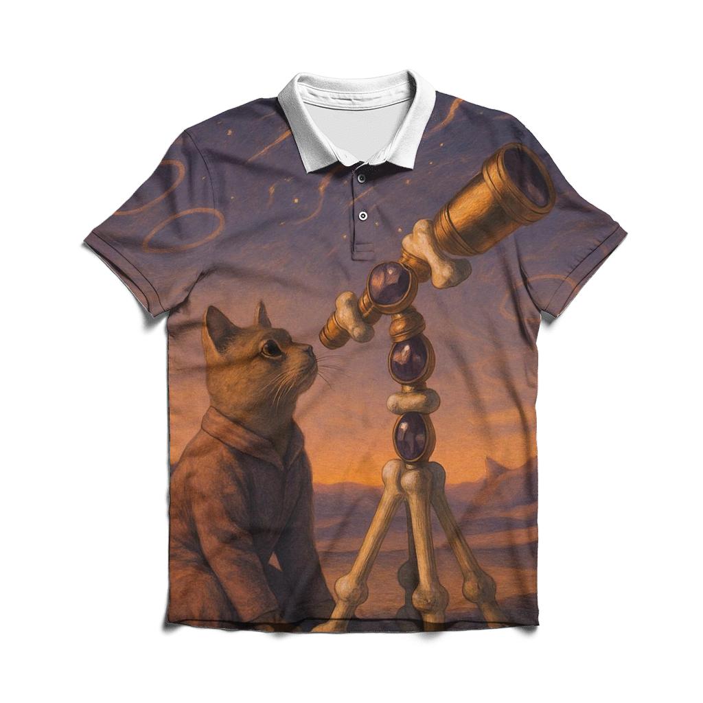 Desert Mirage Astronomer Cat stylish collar polo tees