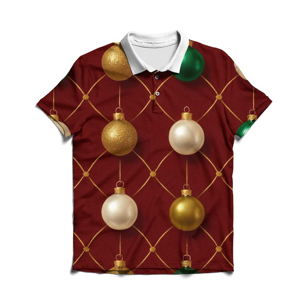 Ornament Lattice Grid On Deep Red Background premium cotton polo shirts