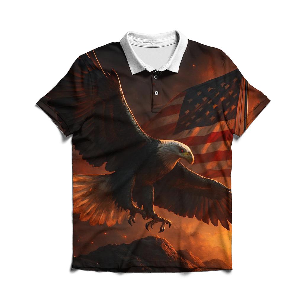 Eagle Over Firelit Flag Ridge casual sports polo shirts