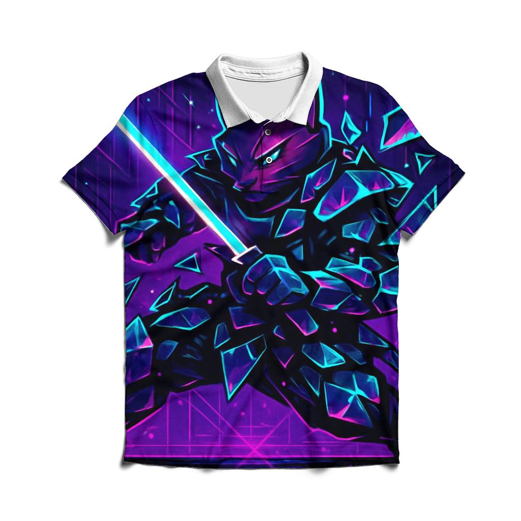 Glass Shard Cyber Samurai Cat custom polo shirts
