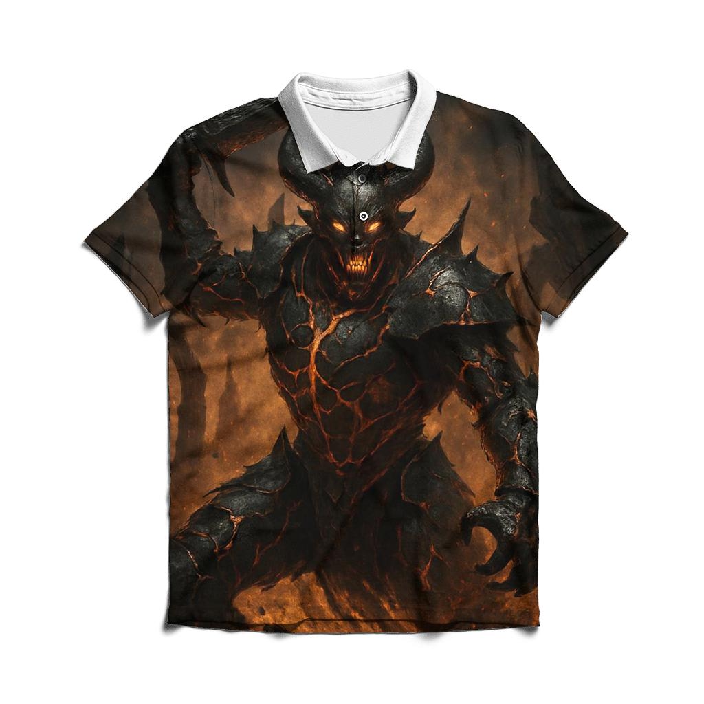 Demon Knight Of The Lava Veins embroidered polo tops