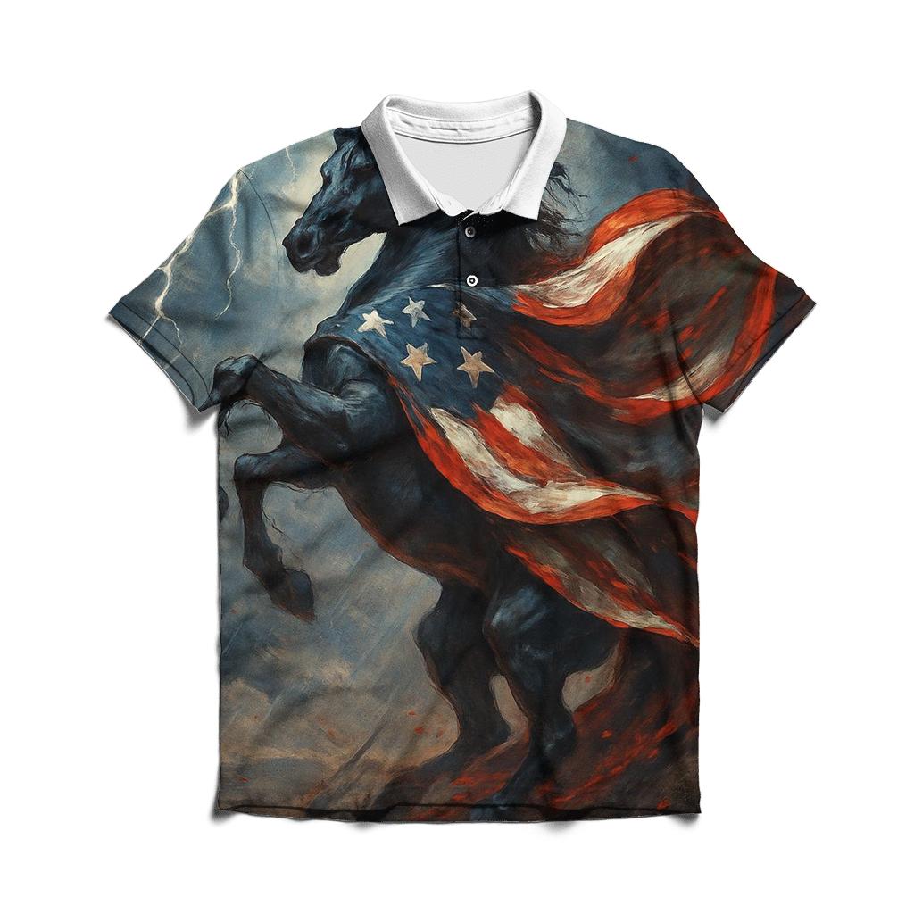 Storm Rider Flag Mustang custom polo shirts