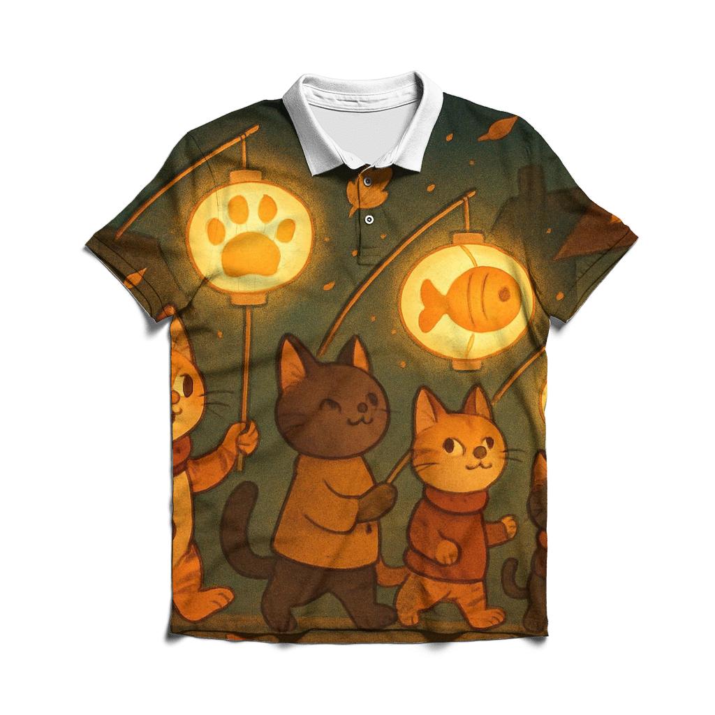Autumn Lantern Parade Cats branded logo polo shirts
