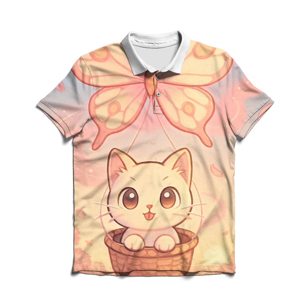 Cherry Blossom Kite Kitty embroidered polo tops
