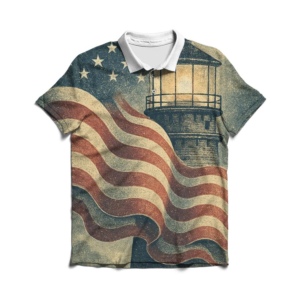 Vintage Harbor Signal Flag stylish collar polo tees