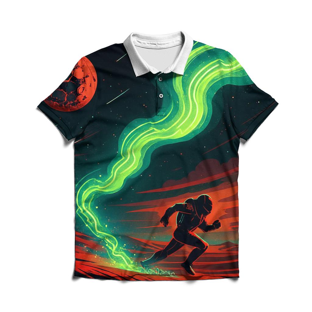 Aurora Circuit Over Mars Dunes casual sports polo shirts