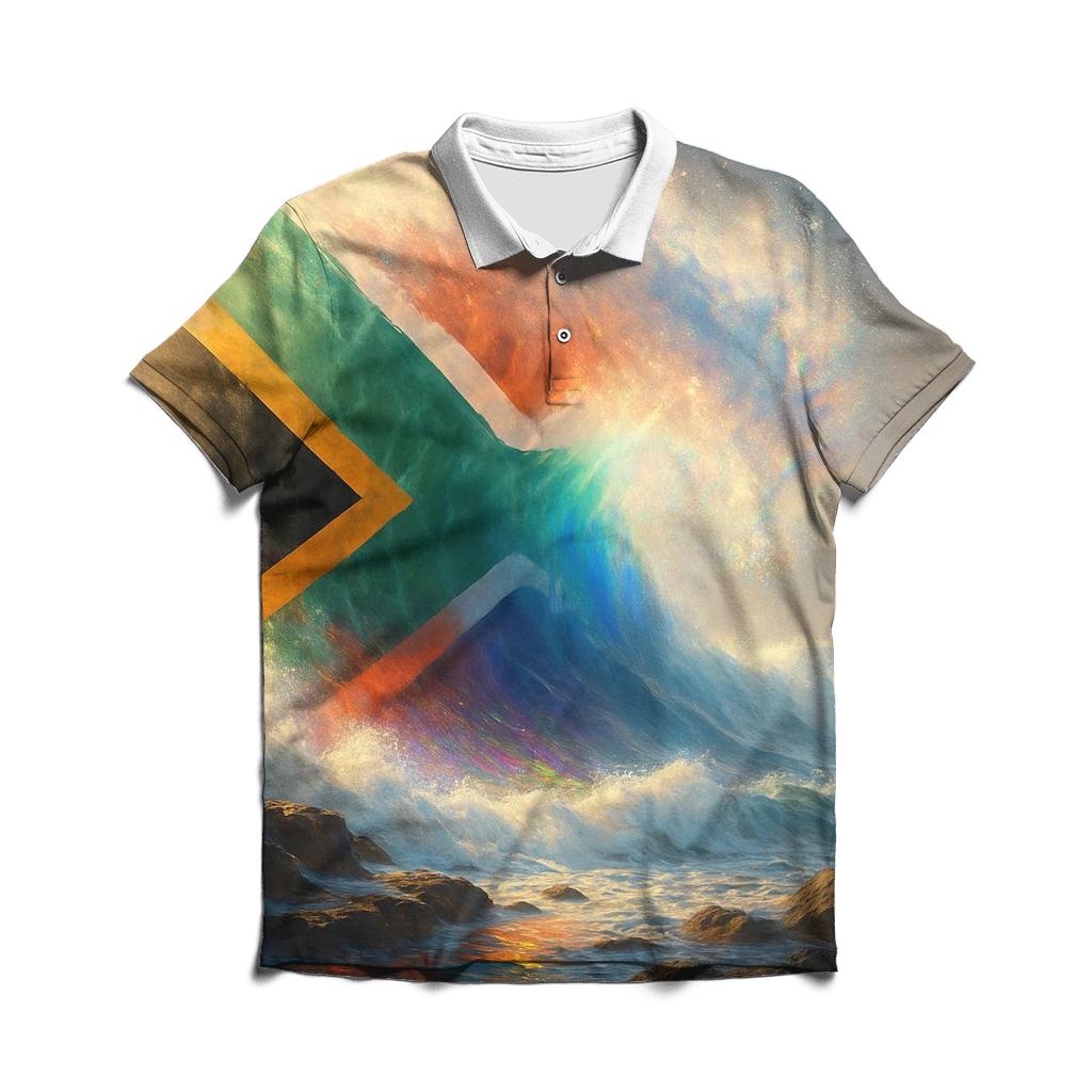 South Africa Ocean Prism Flag embroidered polo tops