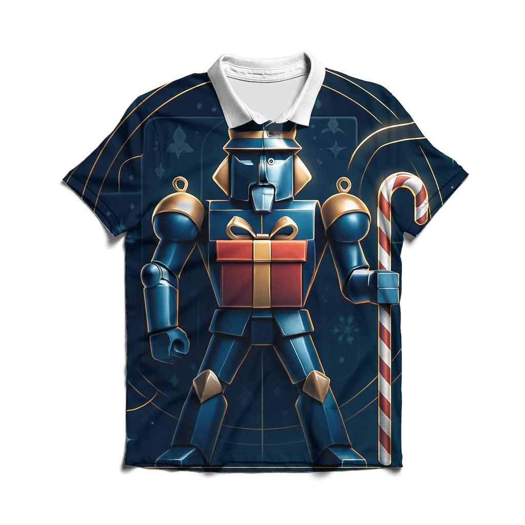Nutcracker Robot Guarding Gift Vault embroidered polo tops