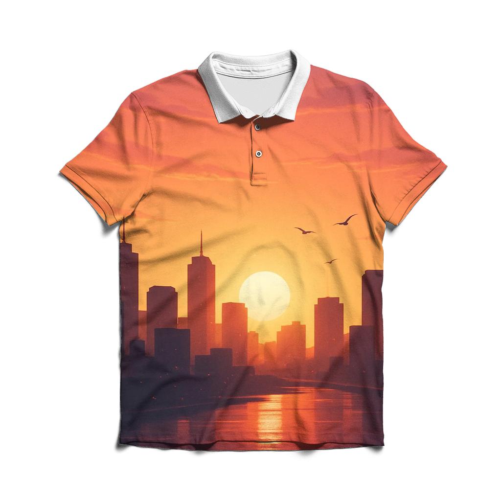 Golden Hour Skyline Drift custom polo shirts