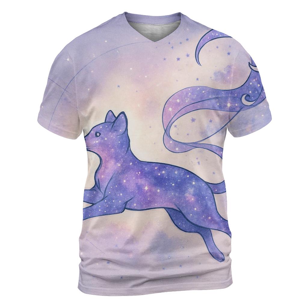 Celestial Kite Runner Cat vibrant all-over design tees