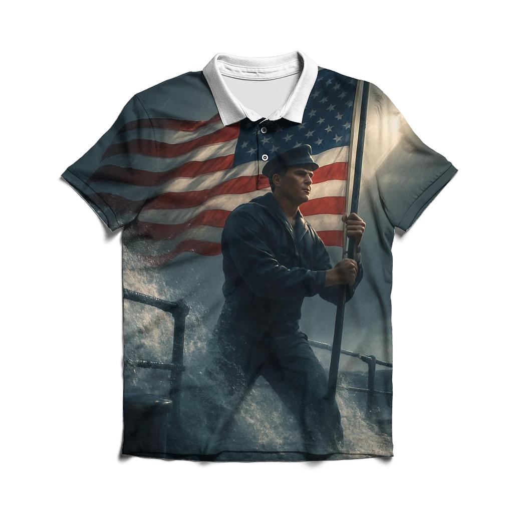 Shipwake Stars And Naval Flag Resolve stylish collar polo tees