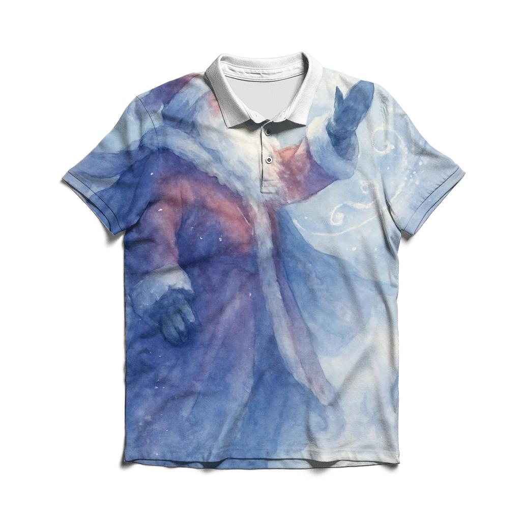 Watercolor Blizzard Guardian Santa personalized polo shirts