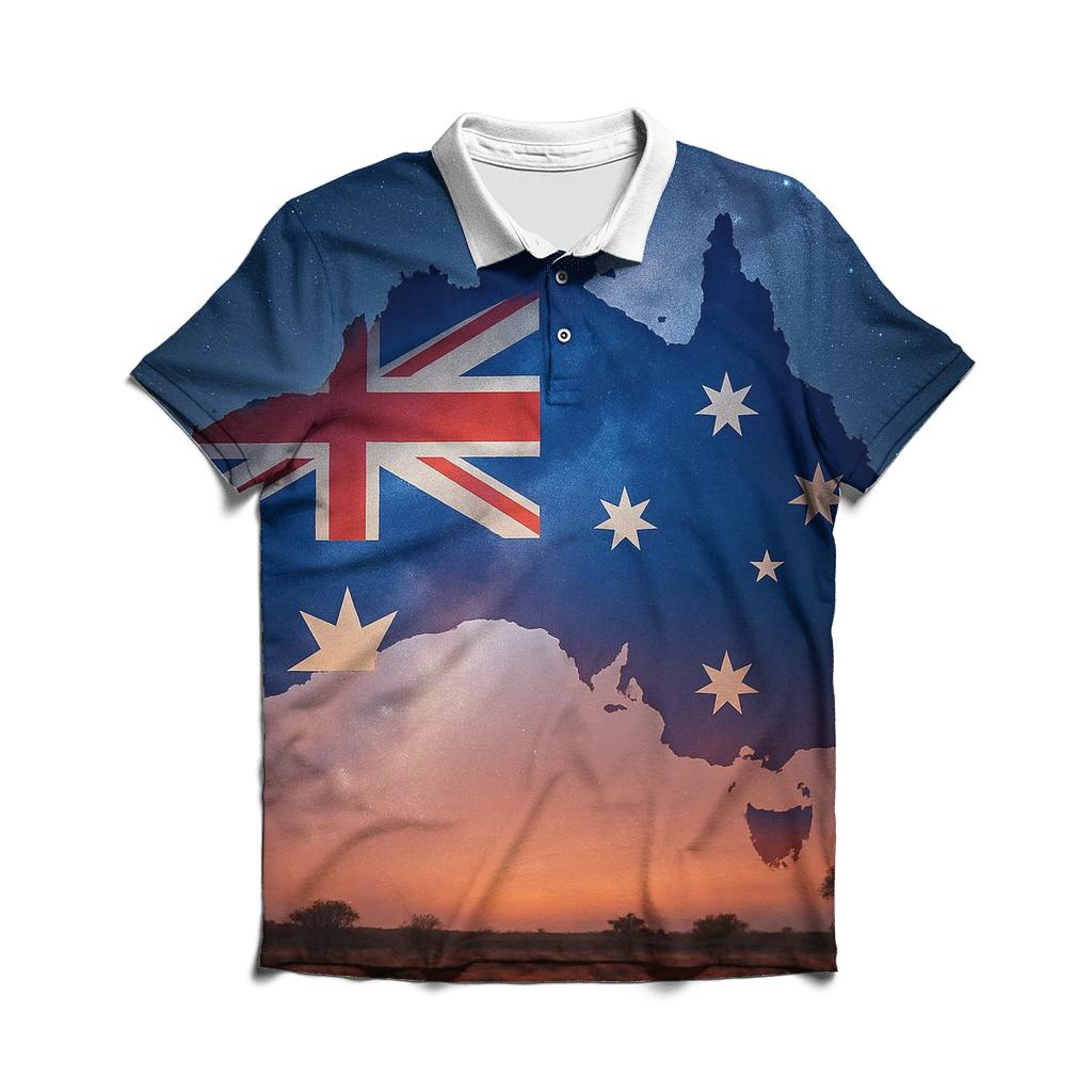 Australia Desert Sky Flag Map custom polo shirts