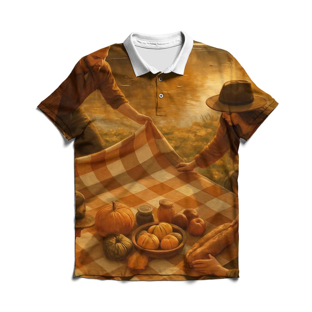 Riverbank Picnic Of Plenty custom polo shirts