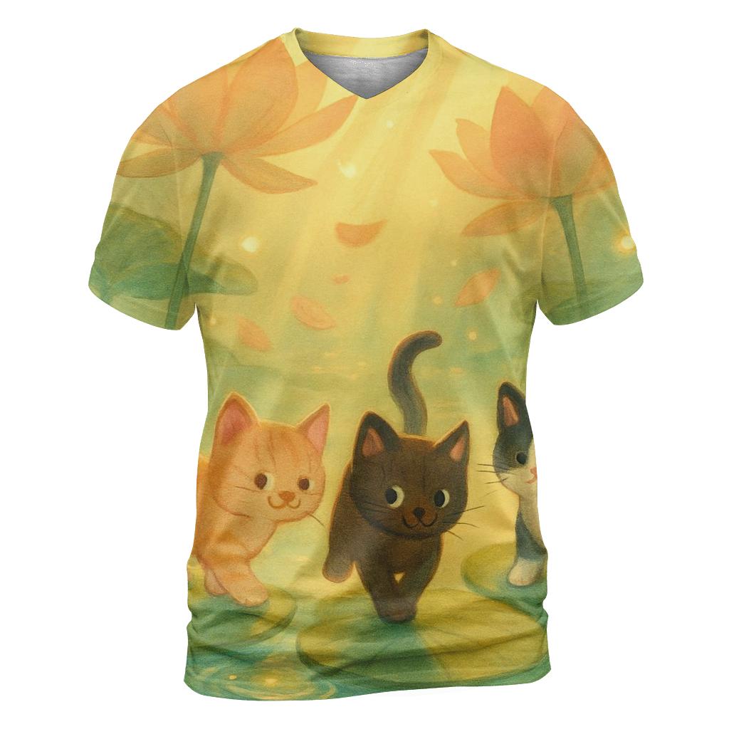 Sunrise Lily Pond Paws trendy printed shirt styles