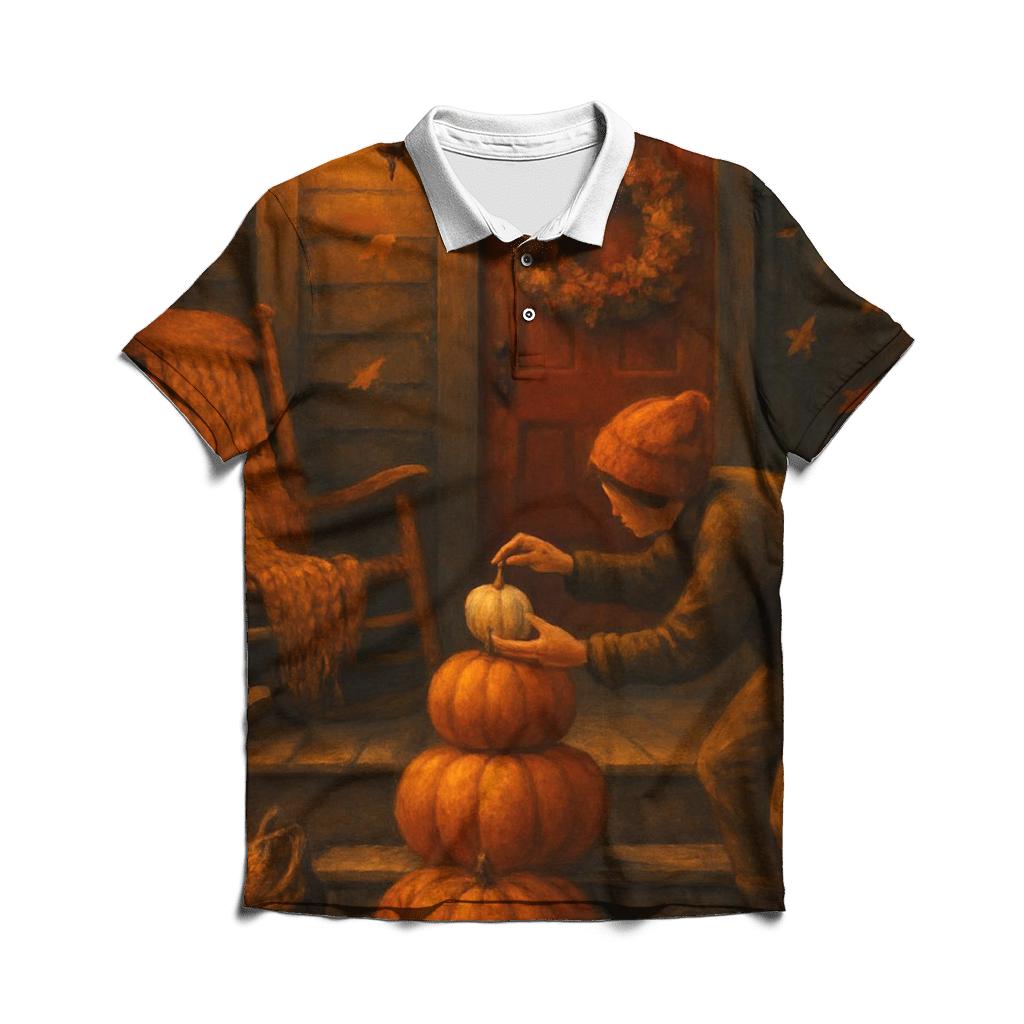 Harvest Moon Porch Welcome Scene branded logo polo shirts