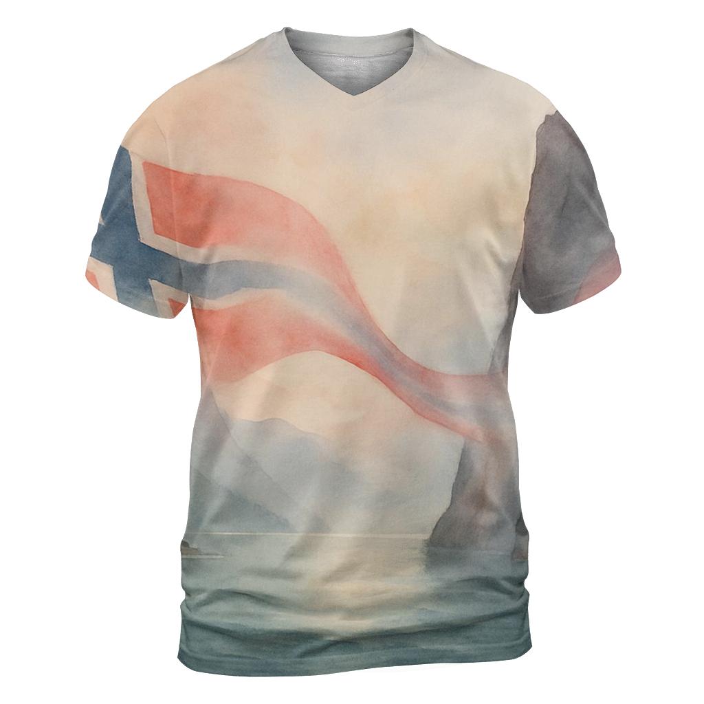 Norway Fjord Ribbon Flag trendy printed shirt styles
