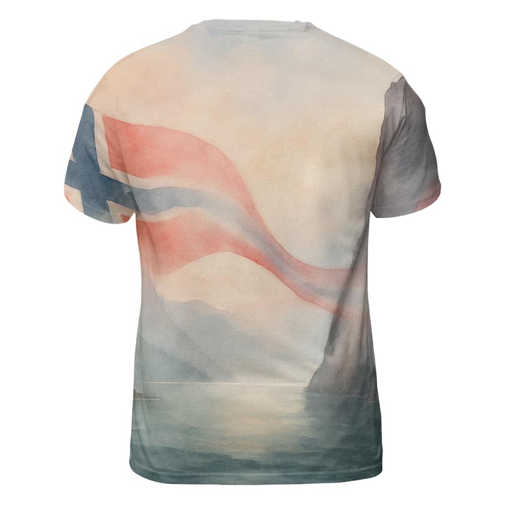 Norway Fjord Ribbon Flag trendy printed shirt styles