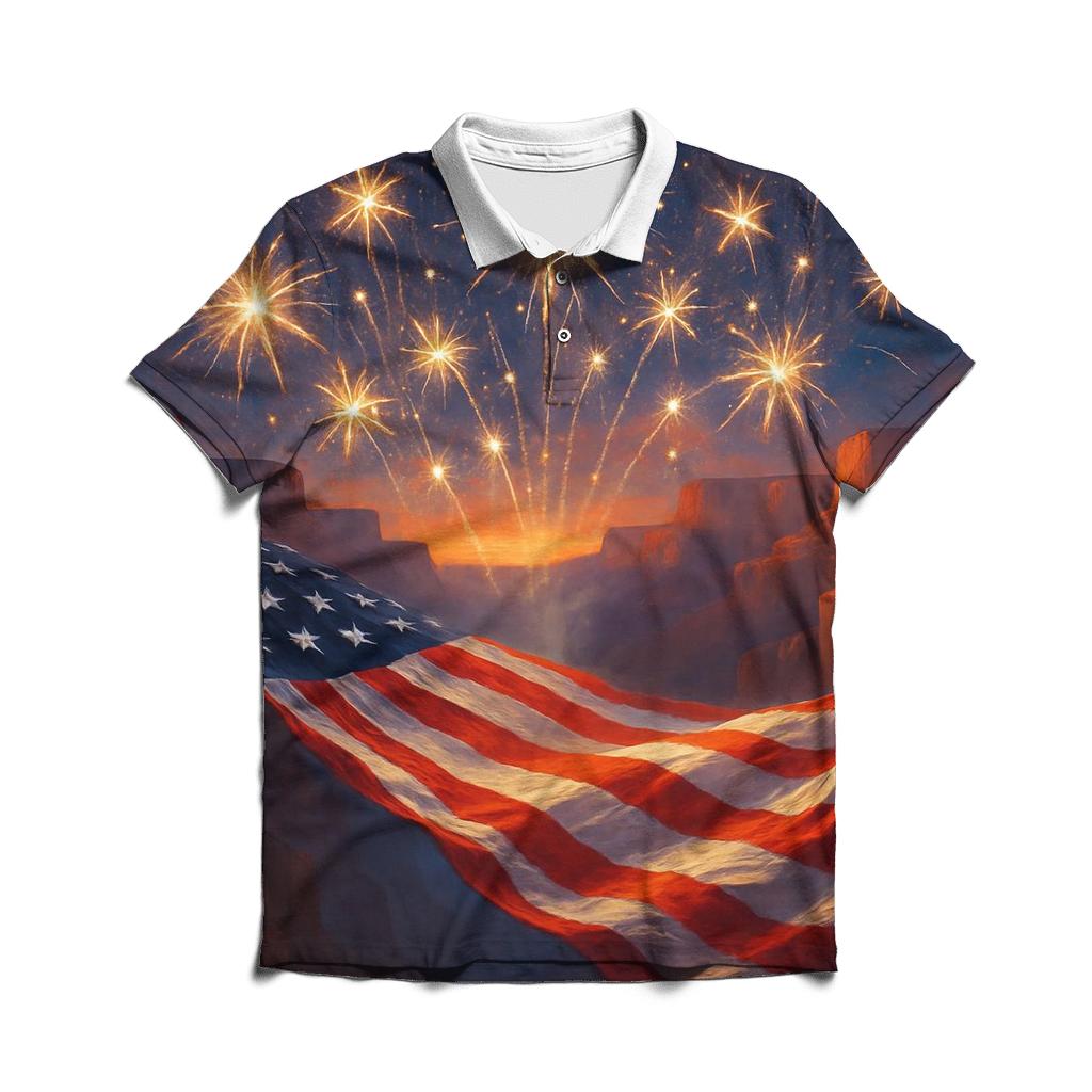 Firework Canyon Flagburst branded logo polo shirts