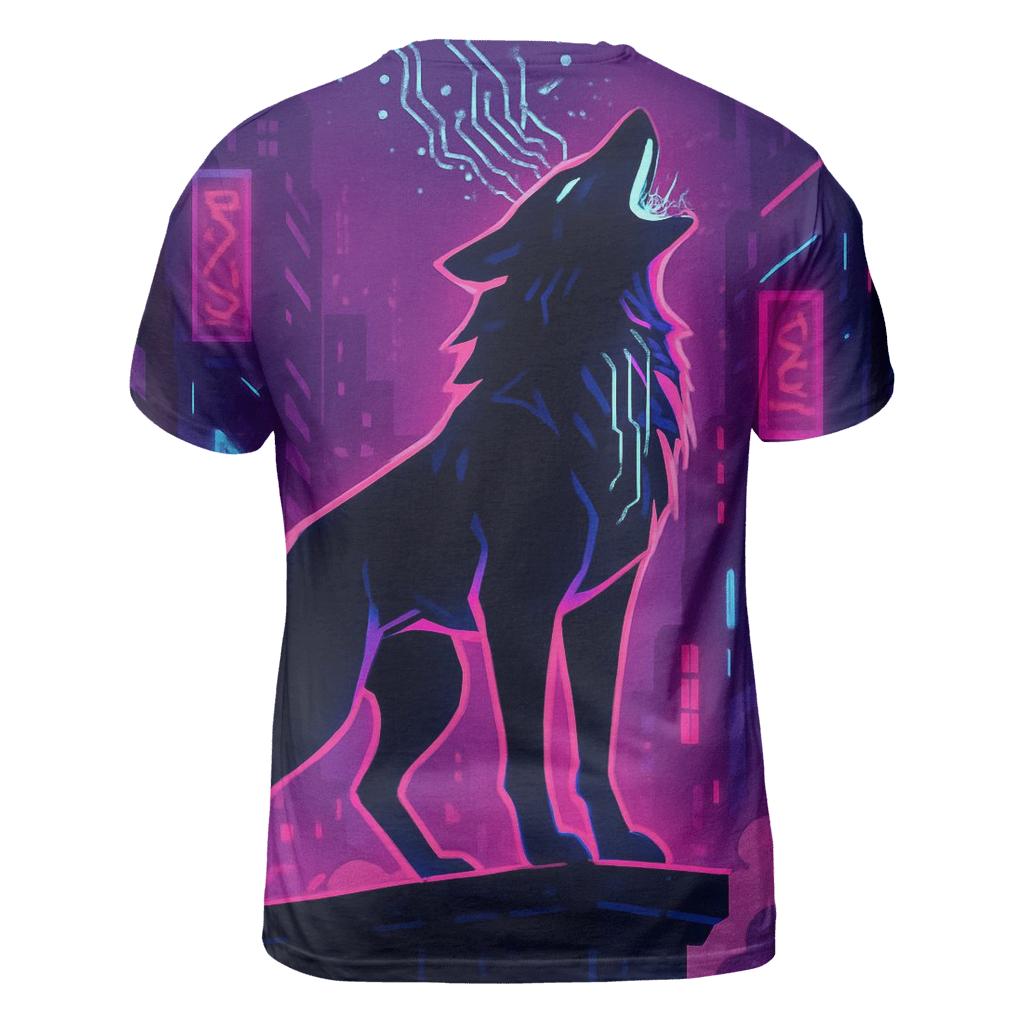 Neon Alley Howl Circuit Wolf unique graphic print tees
