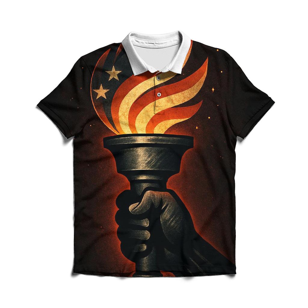 Torch Of Liberty In Steel And Stripes personalized polo shirts