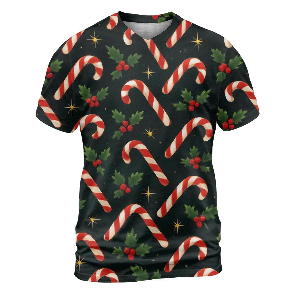 Candy Cane Aurora Chevron On Black Background trendy printed shirt styles