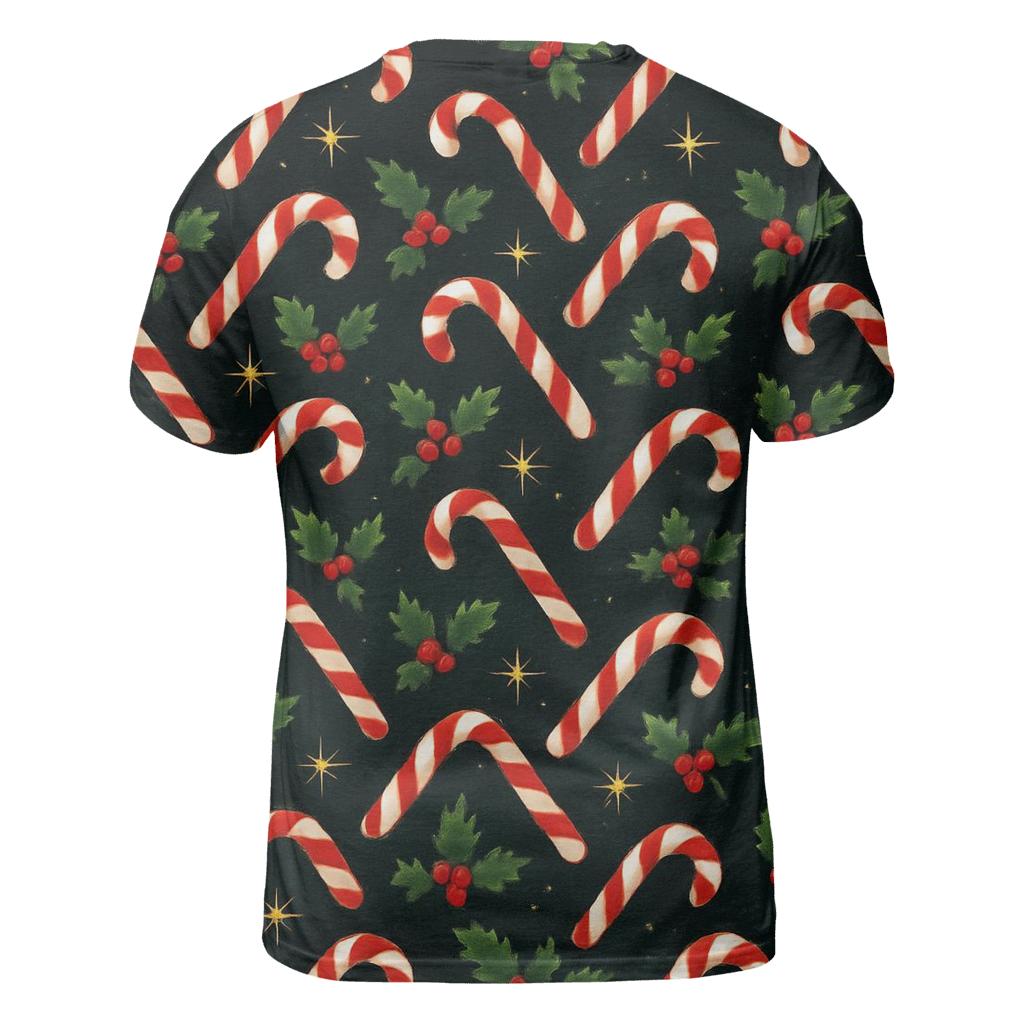 Candy Cane Aurora Chevron On Black Background trendy printed shirt styles