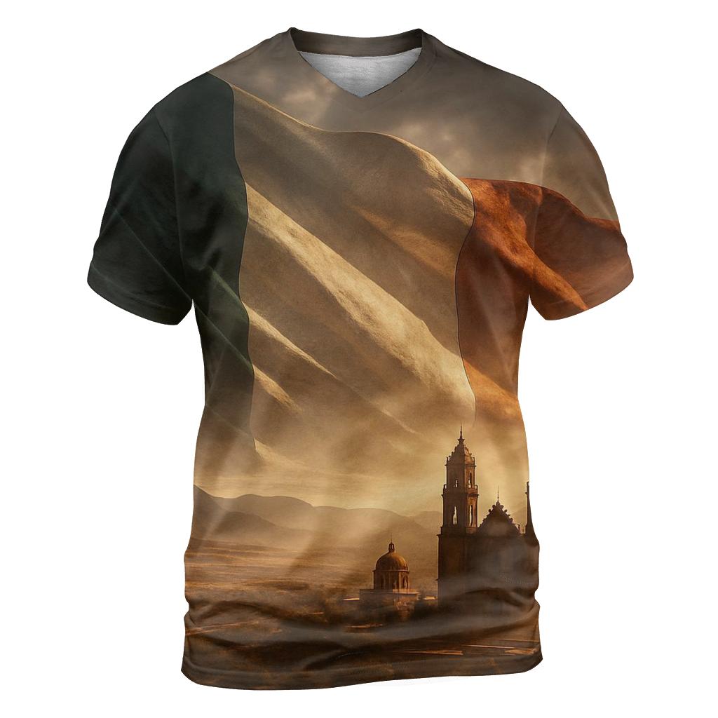 Mexico Desert Double Exposure Flag vibrant all-over design tees
