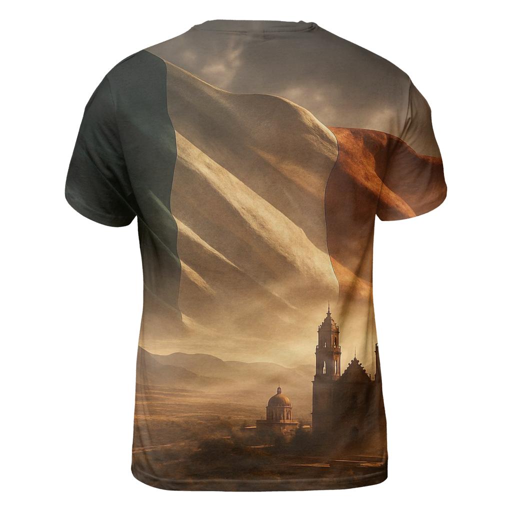 Mexico Desert Double Exposure Flag vibrant all-over design tees