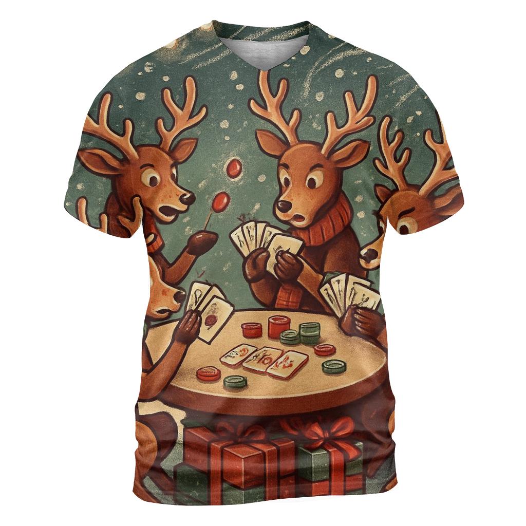 Reindeer Card Game Blizzard Table designer pattern shirts