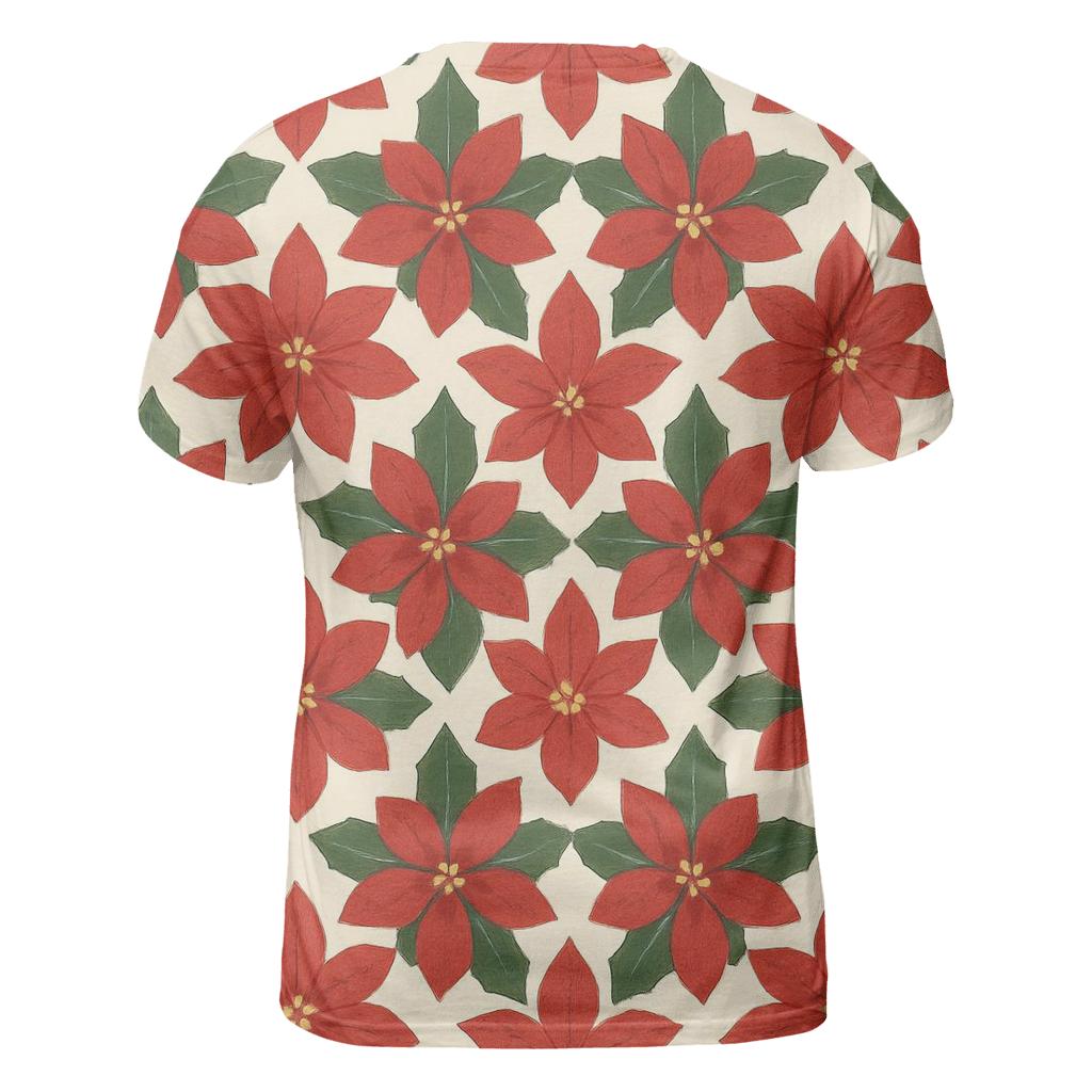 Poinsettia Snowflake Rosette Tessellation On Ivory Background personalized full print shirts