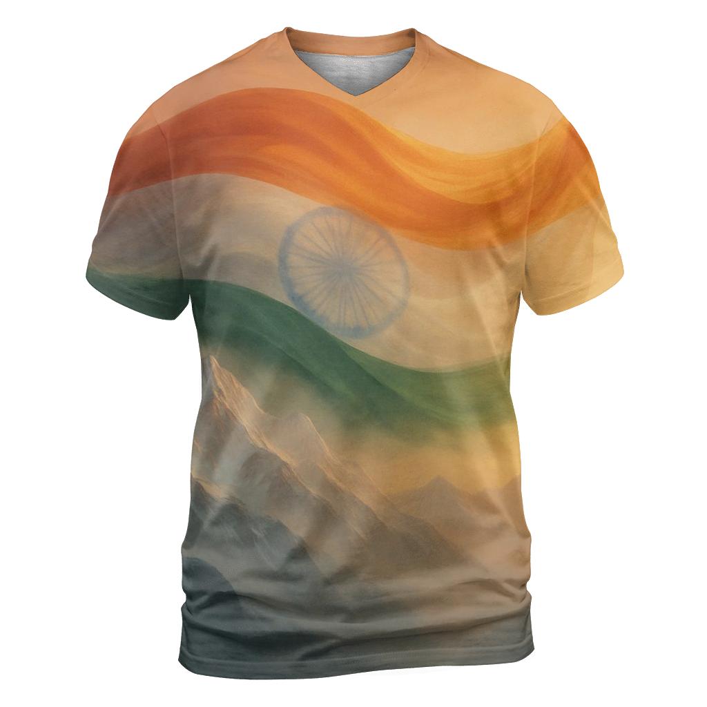 India Mountain Saffron Wave designer pattern shirts