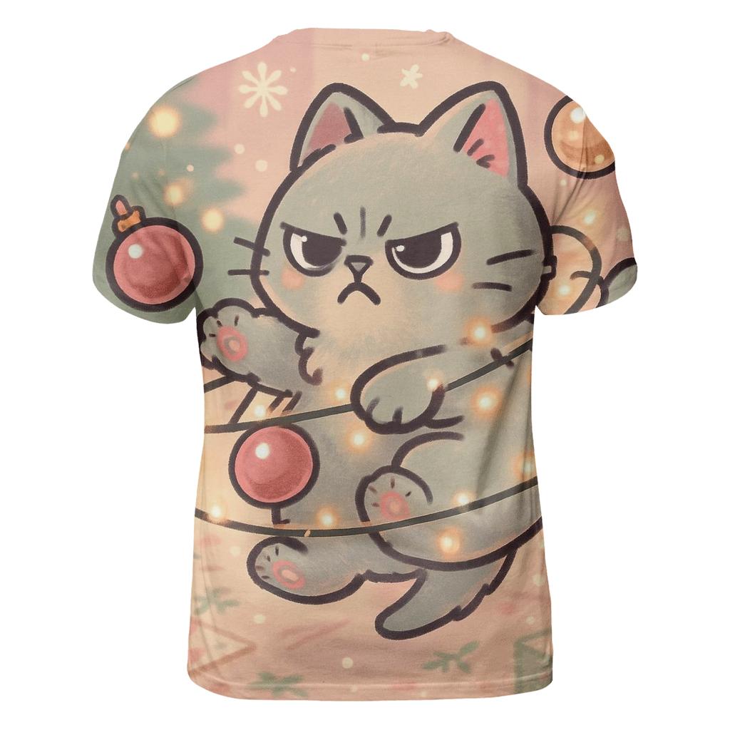 Cat Tangled In Twinkle Garland Orbit personalized full print shirts