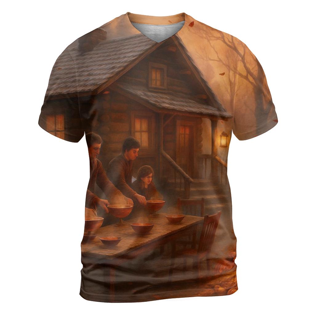 Autumn Cabin Feast Under First Frost trendy printed shirt styles