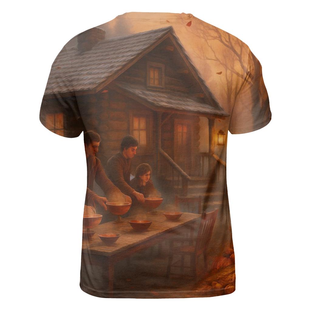 Autumn Cabin Feast Under First Frost trendy printed shirt styles
