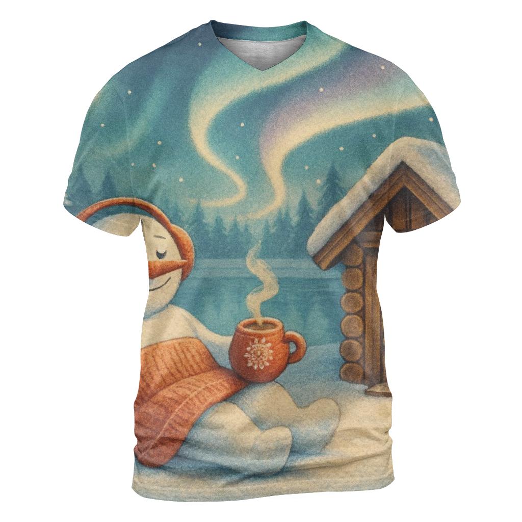 Snowman Sauna By The Northern Lights trendy printed shirt styles