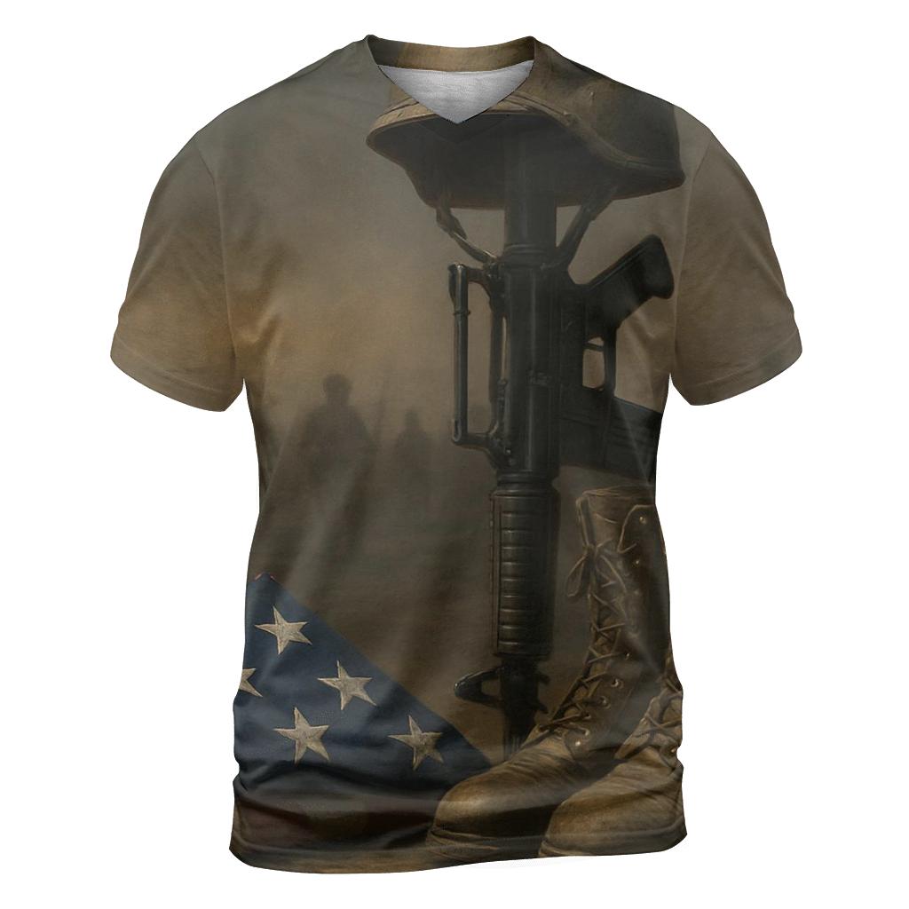 Folded Flag And Silent Rifle Tribute personalized full print shirts