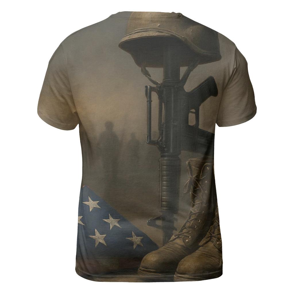 Folded Flag And Silent Rifle Tribute personalized full print shirts