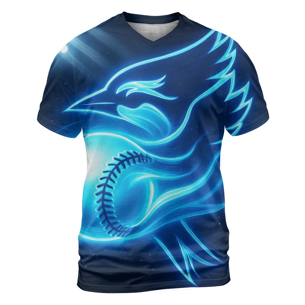 Blue Jays Aurora Fastball vibrant all-over design tees