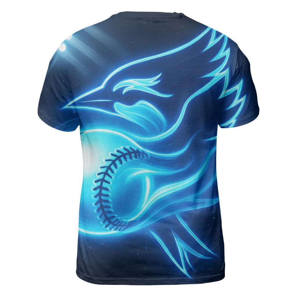 Blue Jays Aurora Fastball vibrant all-over design tees