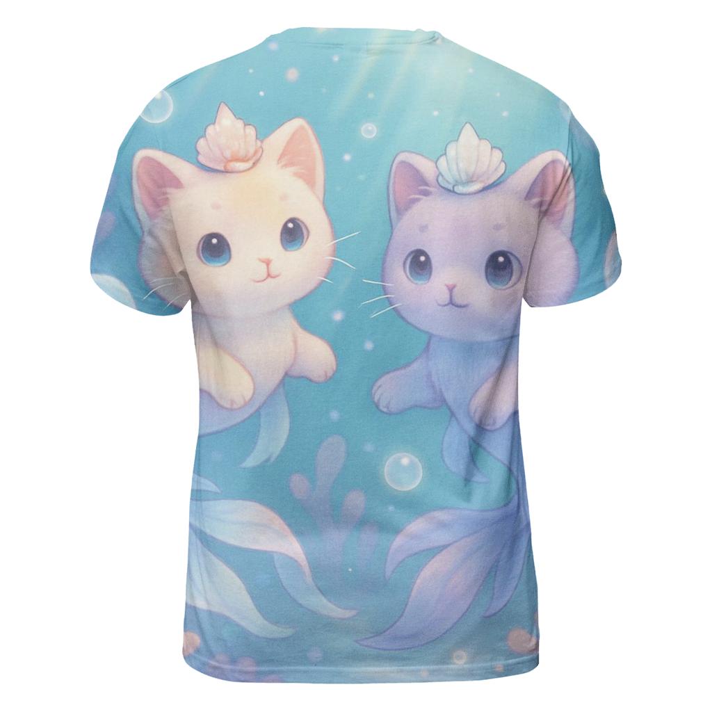 Bubble Reef Mermaid Kittens designer pattern shirts