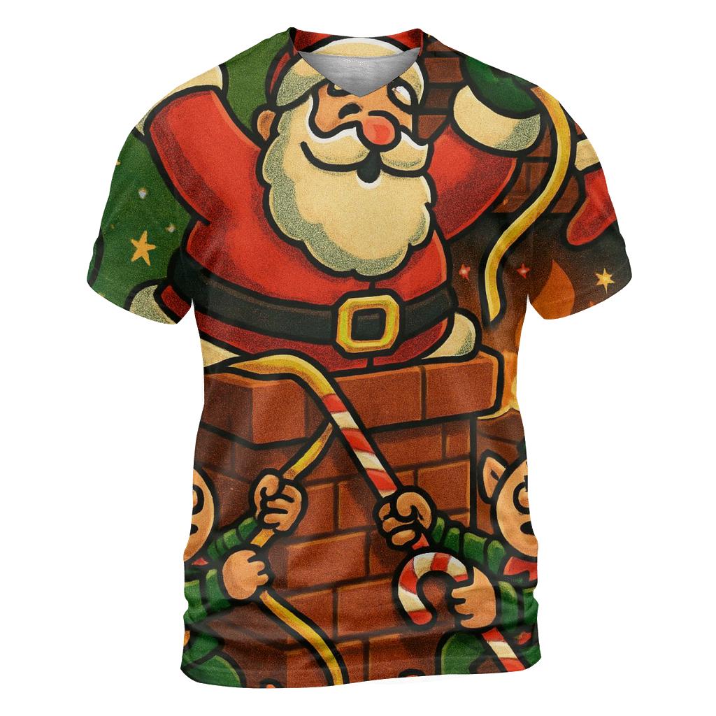 Santa Stuck In Chimney Whirlwind Workshop creative print fashion shirts