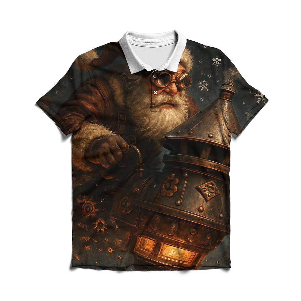 Steampunk Chimney Pilot Santa custom polo shirts
