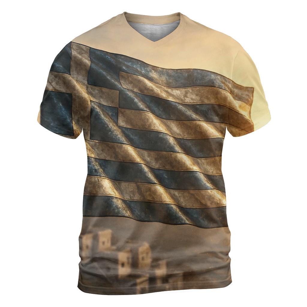 Greece Marble Metallic Flag personalized full print shirts