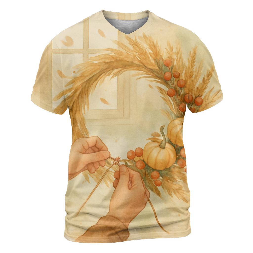 Harvest Wreath Sunbeam Window artistic all-over print tops