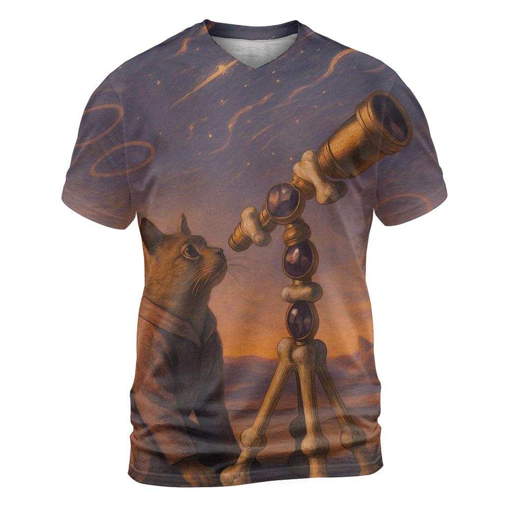 Desert Mirage Astronomer Cat unique graphic print tees