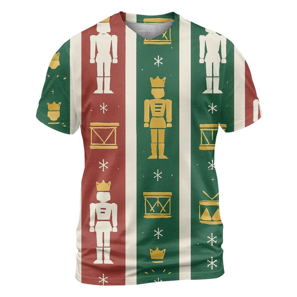 Nutcracker Parade Stripe Repeat On White Background trendy printed shirt styles
