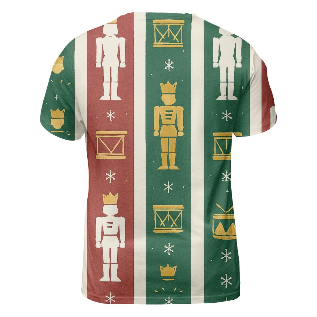 Nutcracker Parade Stripe Repeat On White Background trendy printed shirt styles