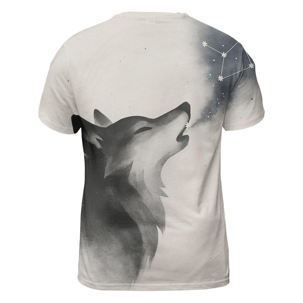 Celestial Ink Wash Wolf Constellator creative print fashion shirts